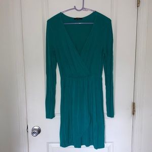 🎉 3/$15 Teal Tart Long Sleeve Faux Wrap Dress Sm